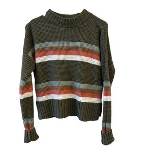 Striped Olive Sweater, Small